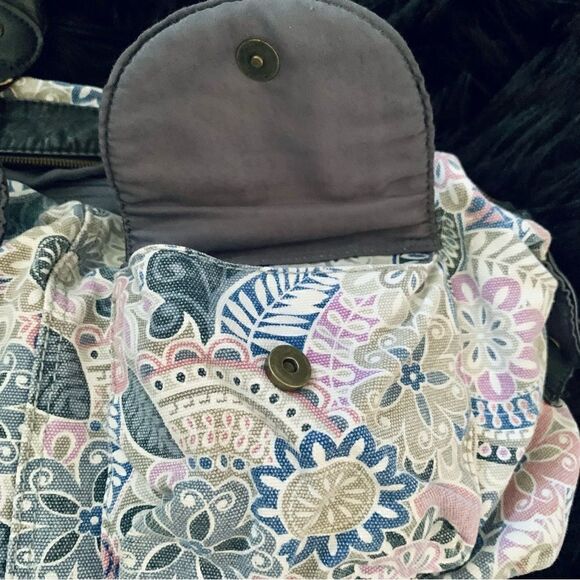 BONGO Pink & Gray Floral Boho Canvas Shoulder Handbag Size OS - Picture 14 of 15
